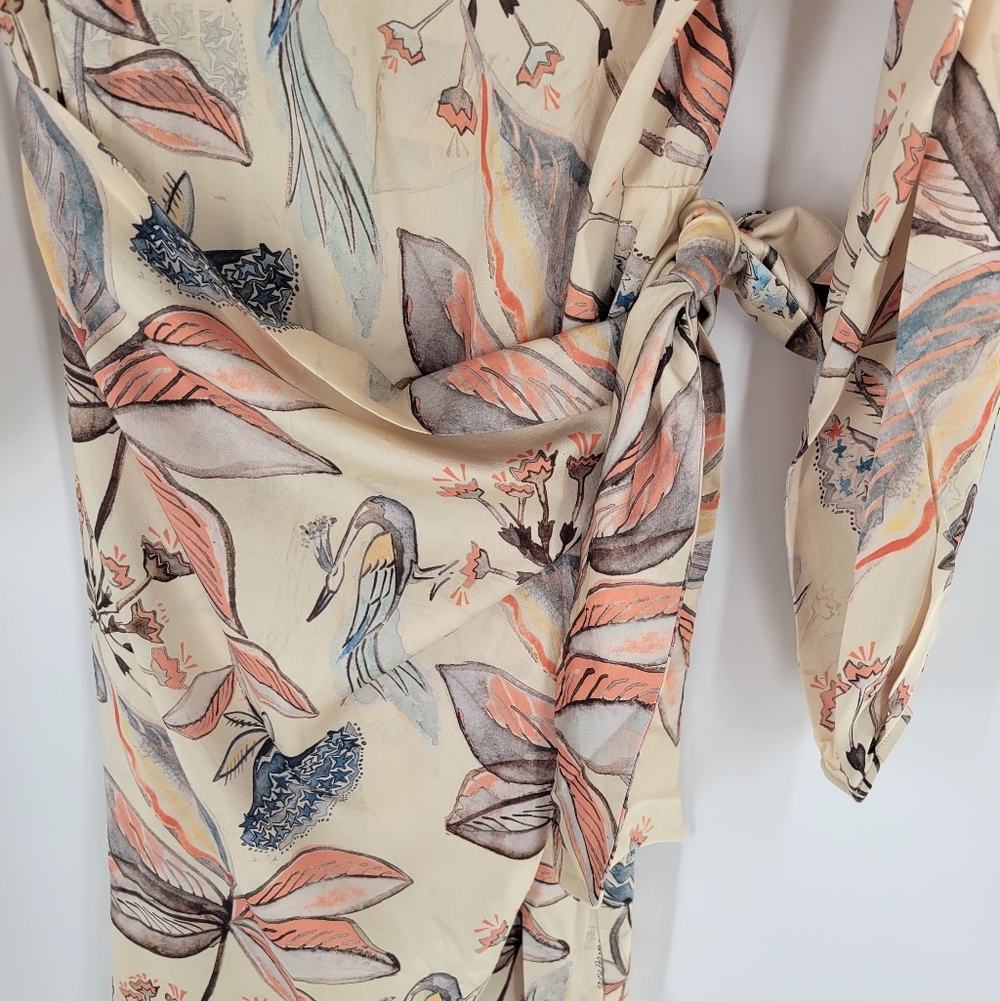Cotelac Wrap Dress Floral Print Short‎ Sleeve Size M - Picture 2 of 7